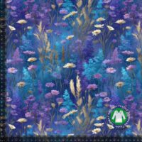 Jersey print med vilde blomster - lilla