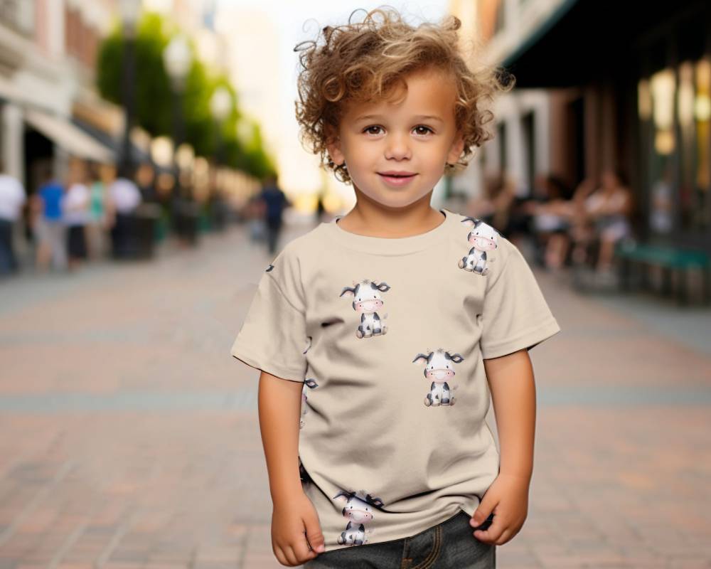 Jersey print med søde minimalistiske køer - Billede 2