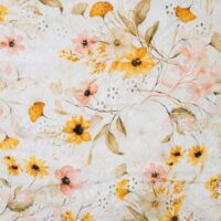 100% bomuld med broderi og forårsblomster - gul