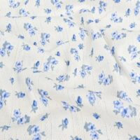 Pointoille strik med små blomster - blå