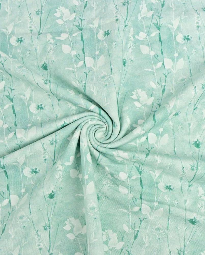French Terry print med blomster - grøn - Billede 2