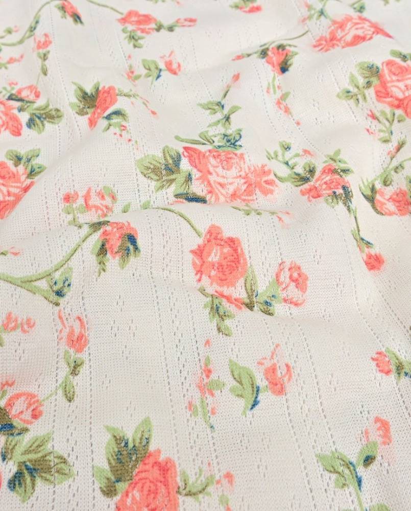 Pointoille strik med elegante blomster - rosa - Billede 2