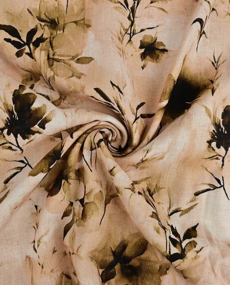 Viscose / hør print med flotte blade - brun - Billede 3