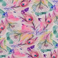 Bambus print med elegante fjer - rosa