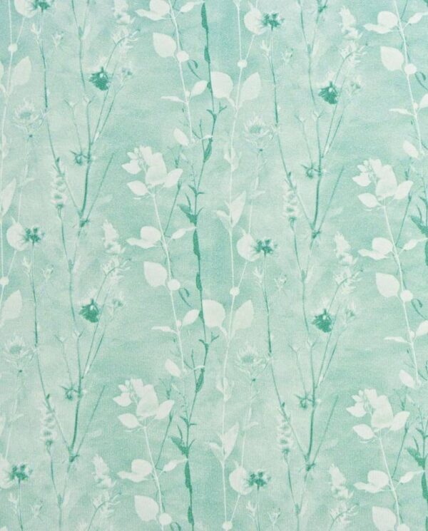 French Terry print med blomster - grøn