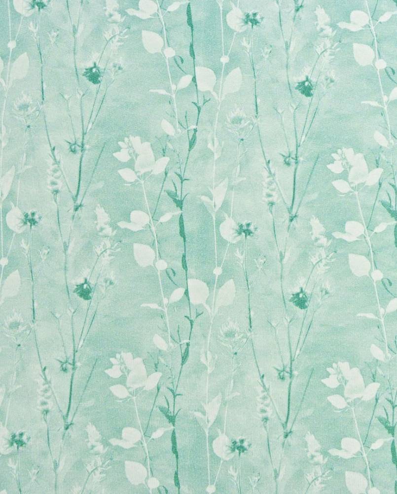 French Terry print med blomster - grøn