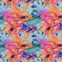 Bambus print med elegante blomster - turkis