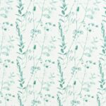 French Terry print med blomster - hvid & grøn