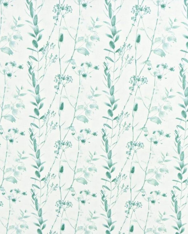 French Terry print med blomster - hvid & grøn