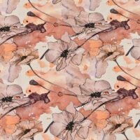 Bambus print med elegante blomster - brun