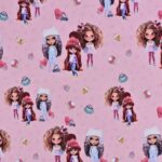 French Terry print med pige tema