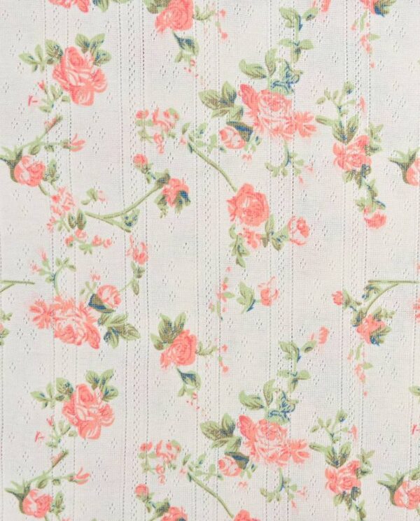 Pointoille strik med elegante blomster - rosa