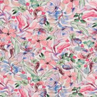 Bambus print med abstrakte blomster - rosa