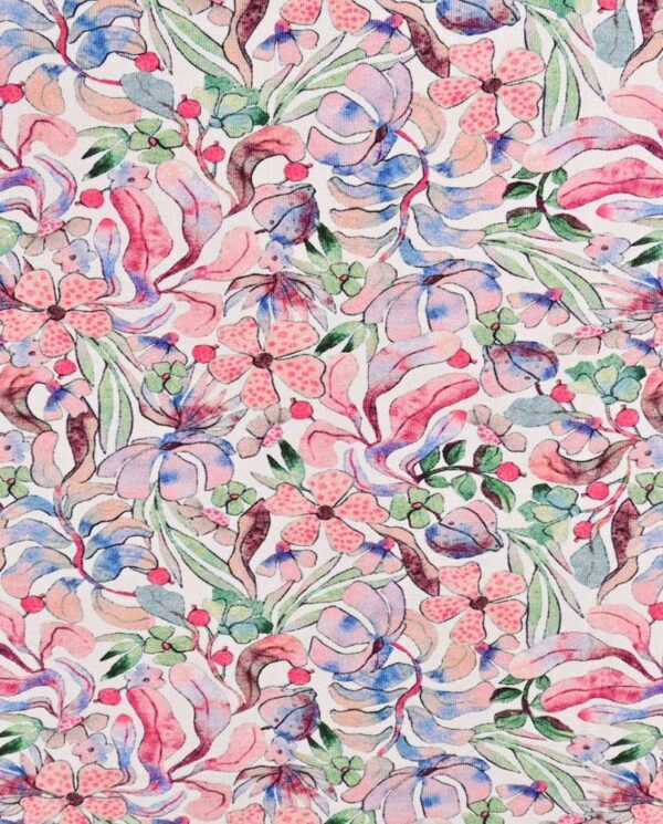 Bambus print med abstrakte blomster - rosa