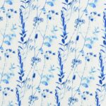 French Terry print med blomster - hvid & blå