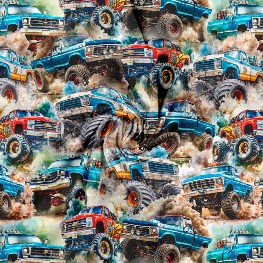 Jersey print med monstertrucks - Billede 3