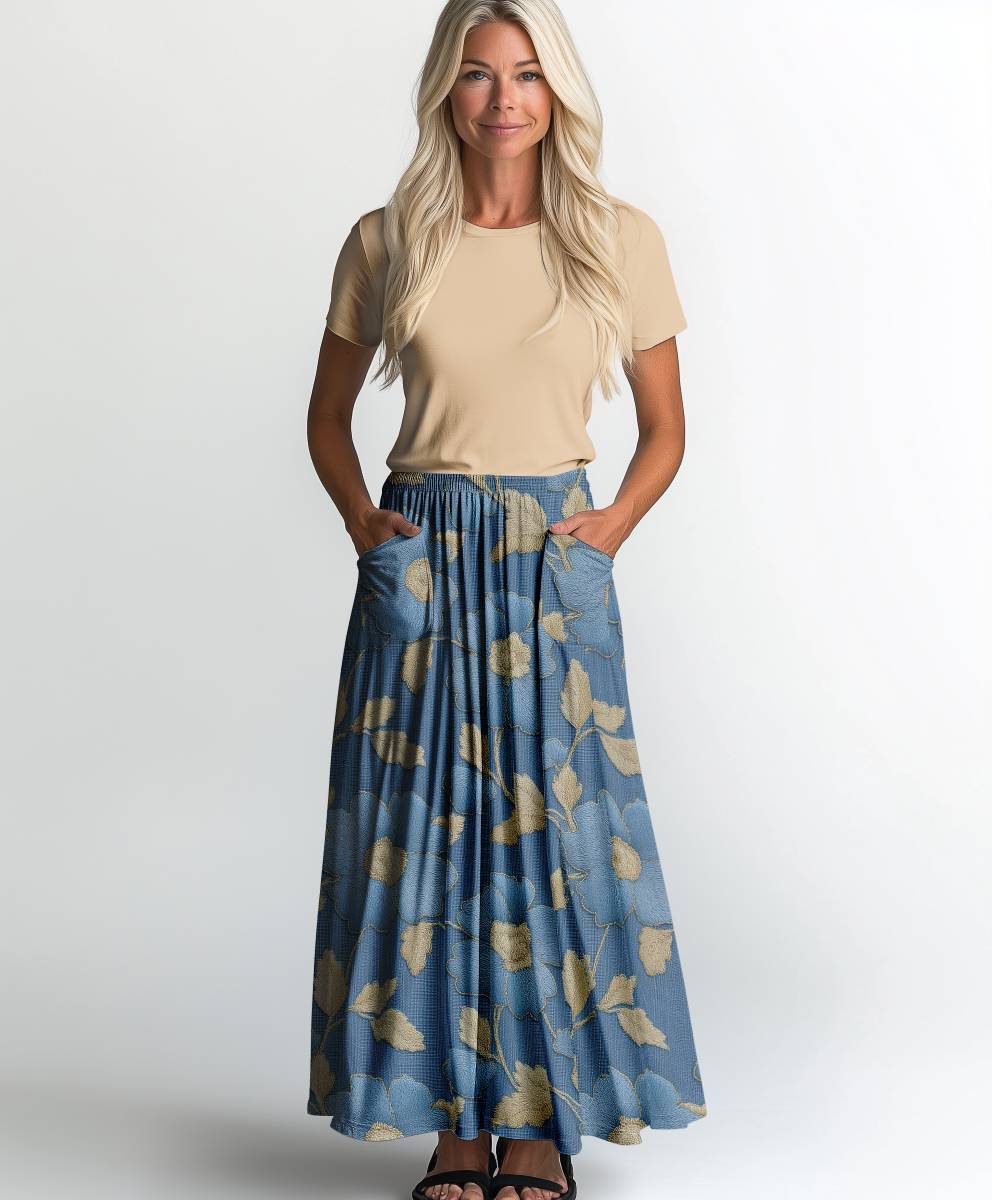 Jersey print med borderings blomster 1 - Billede 2