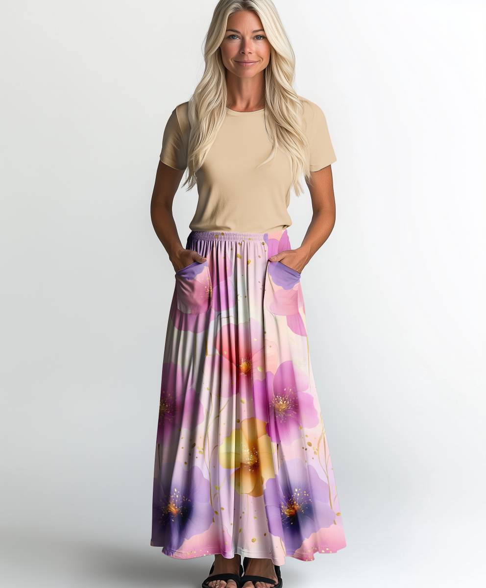 Jersey print med forårets blomster - Billede 2