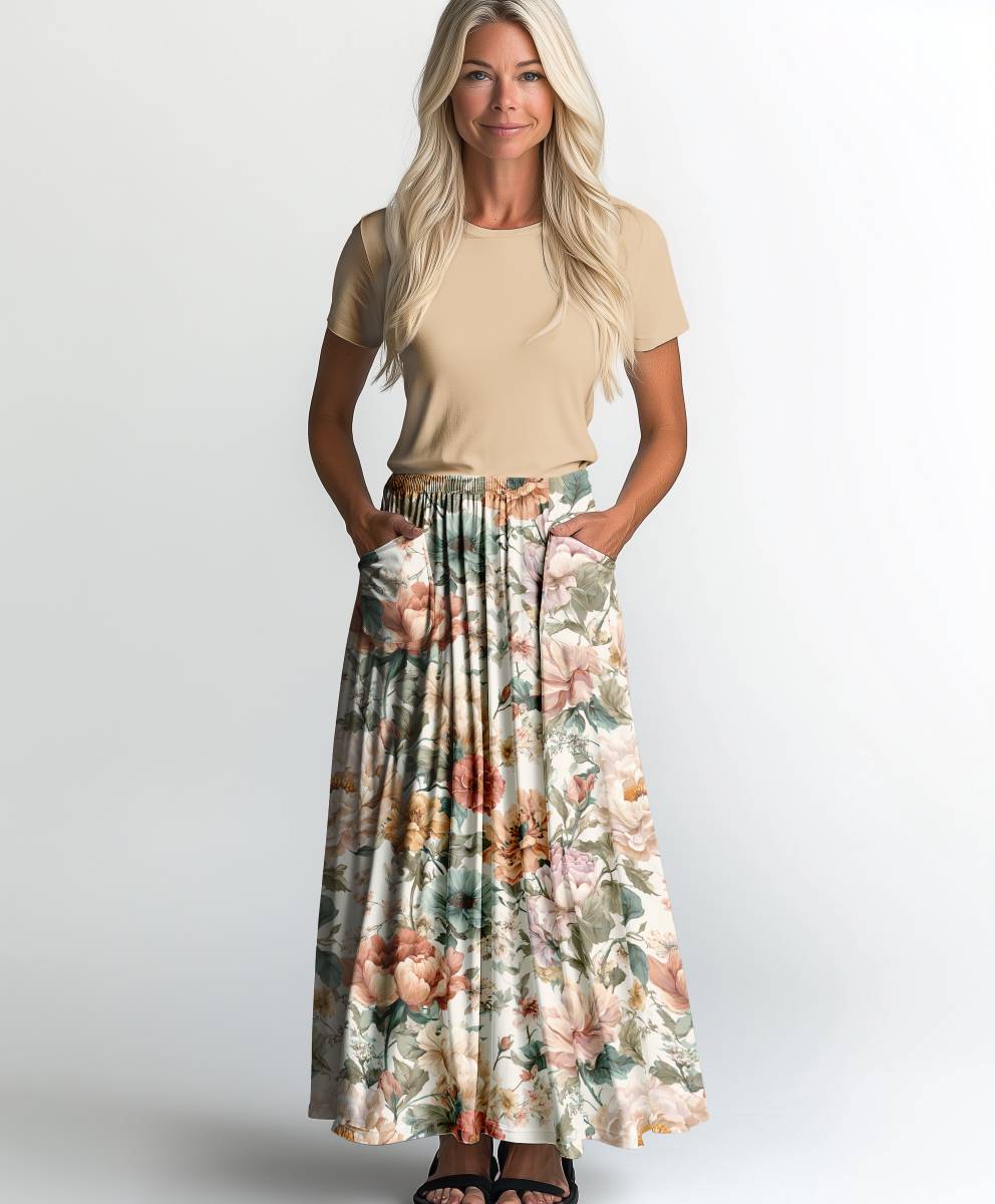 Jersey print med vintage garden tema - Billede 2