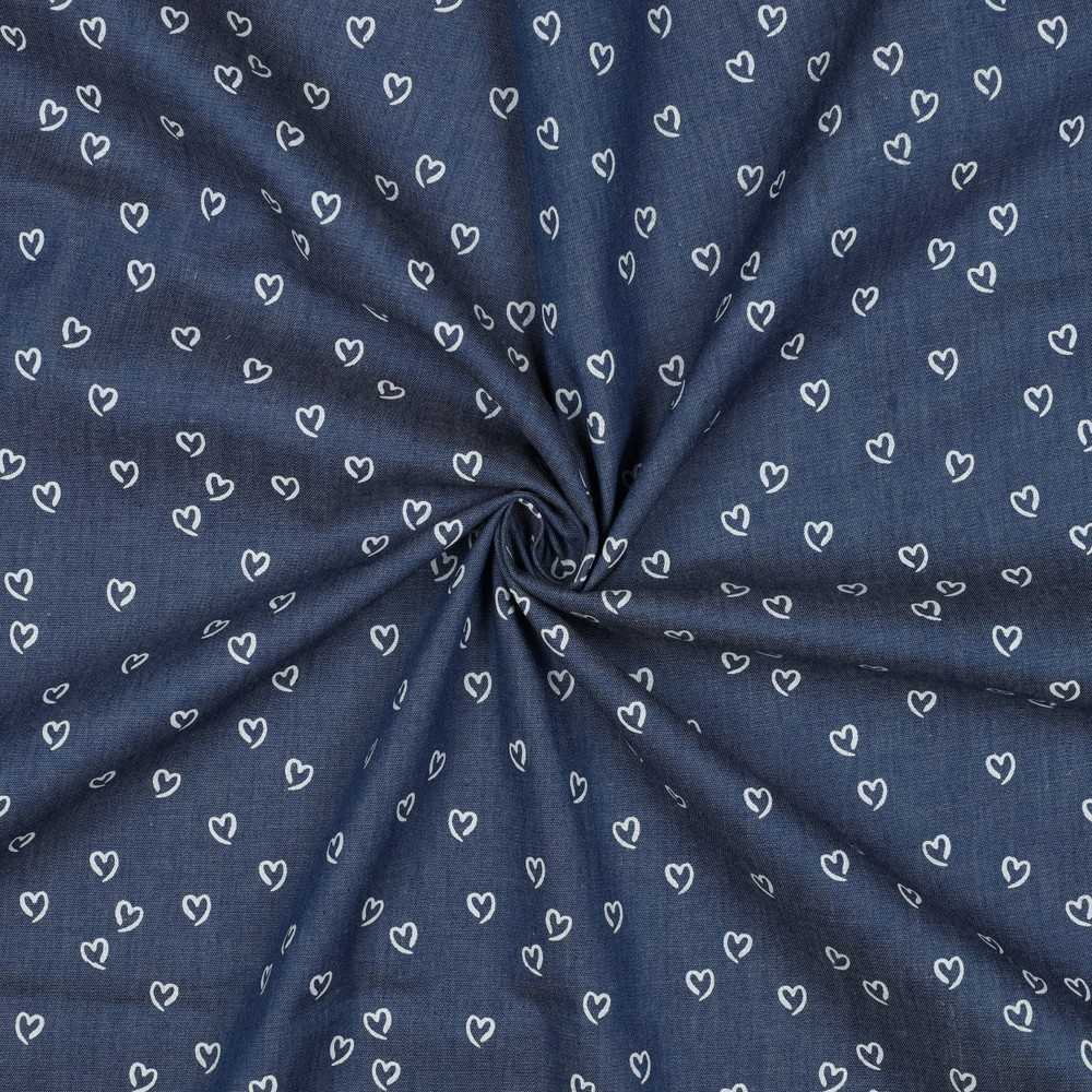 Chambray med hvide hjerter - Billede 3