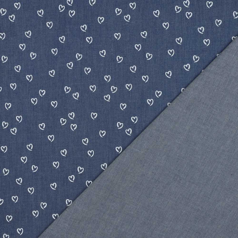 Chambray med hvide hjerter - Billede 4