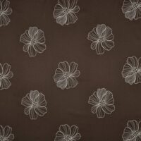 Hør viscose - blomster broderi brun