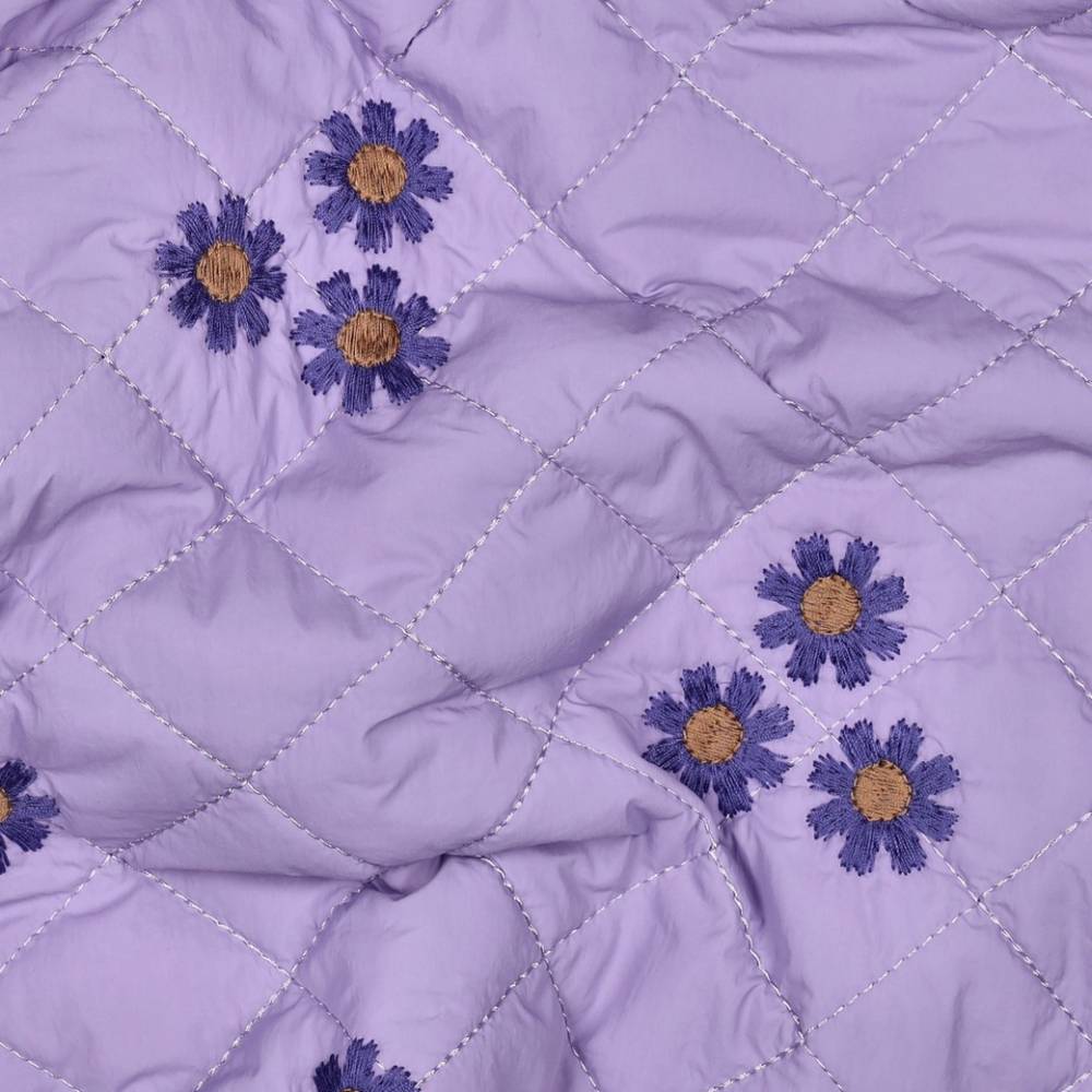 Broderi anglaise - blomster lilla - Billede 2