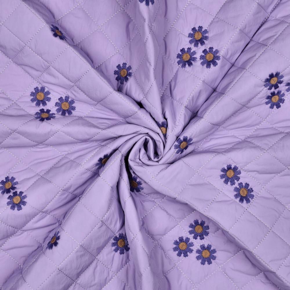 Broderi anglaise - blomster lilla - Billede 3