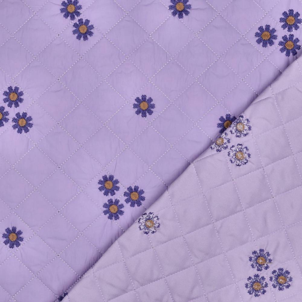 Broderi anglaise - blomster lilla - Billede 4