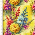 Hør viscose - tropiske blomster - gul