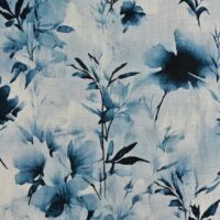 Hør viscose - blå akvarel blade