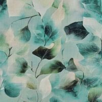 Hør viscose - grønne skitse blade