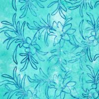 Bomuld – turkis tie dye med blad broderi