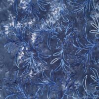 Bomuld – blå tie dye med blad broderi