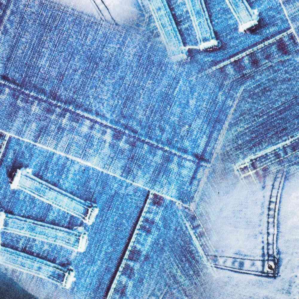 Bomuld twill - denim talje print - Billede 2
