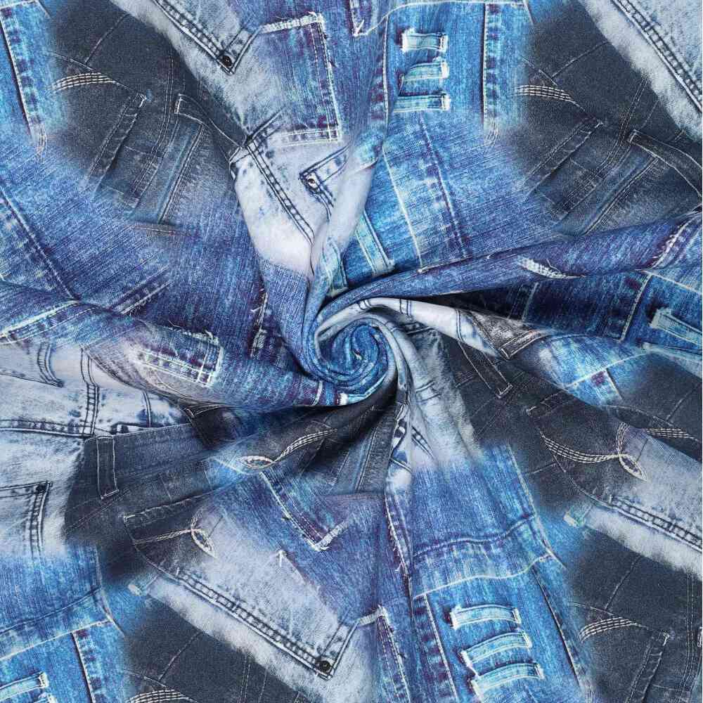 Bomuld twill - denim talje print - Billede 3