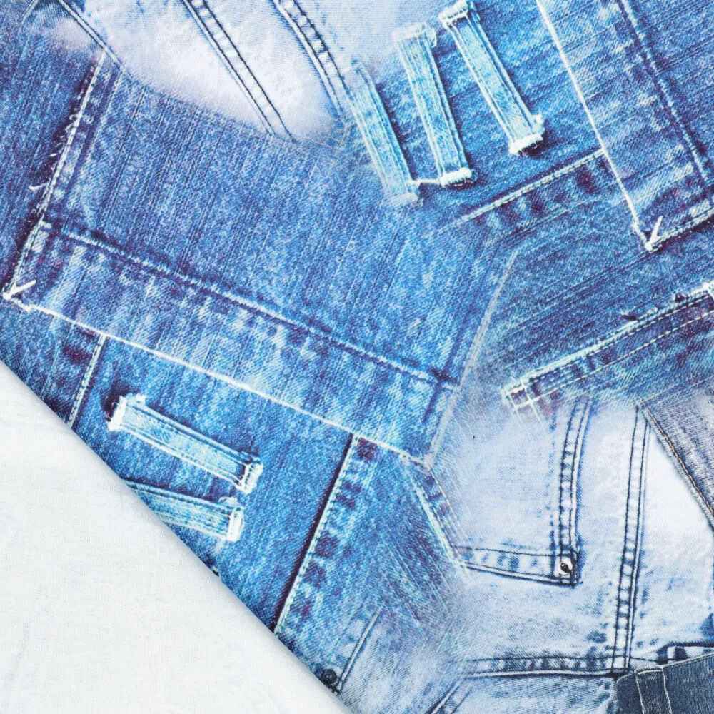 Bomuld twill - denim talje print - Billede 4