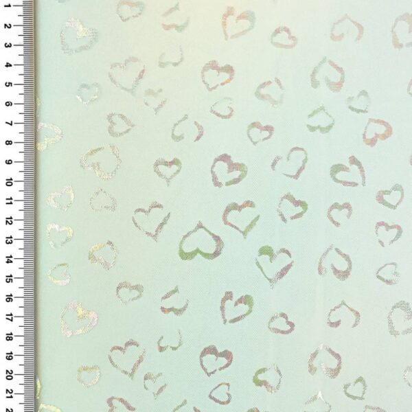 Tyl - glitter hjerter i lyseblå