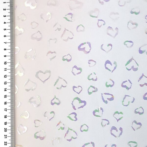 Tyl - glitter hjerter i offwhite