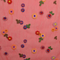 Mesh – rød med blomster broderi