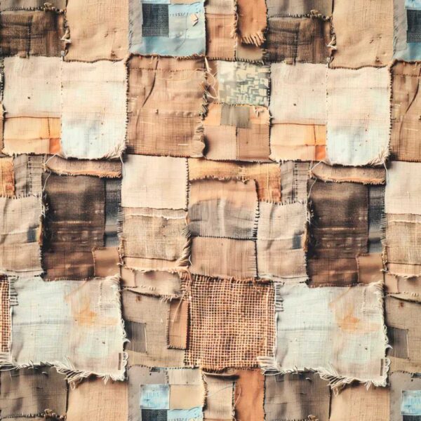 Bomuld twill - patchwork print brun