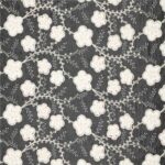 Denim - broderi blomster sort
