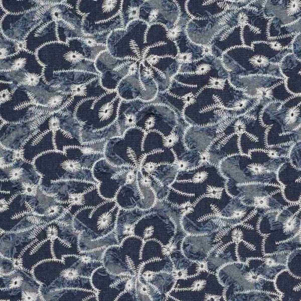 Denim - kvadrater og store blomster
