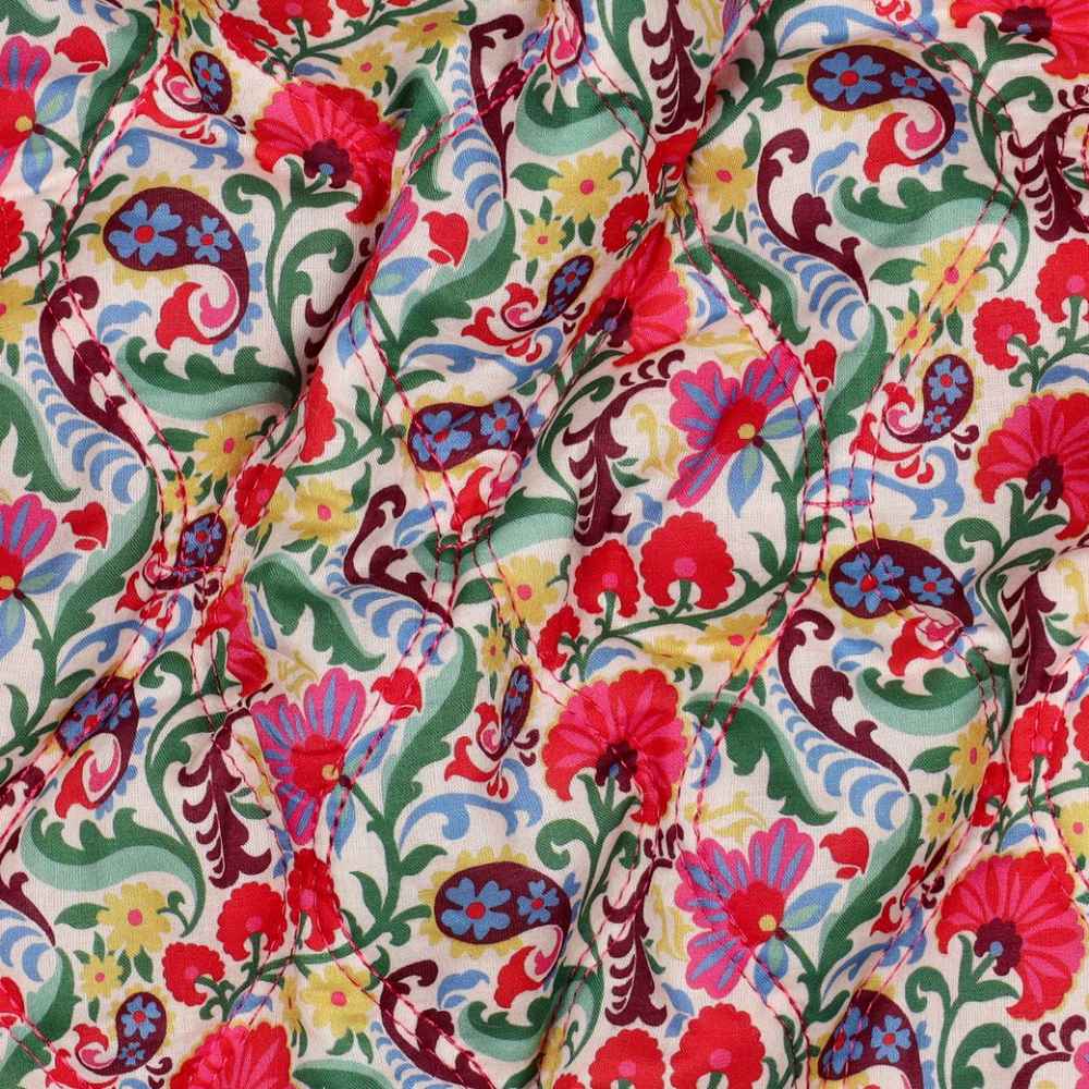 Quilt - farverige blomster på offwhite - Billede 4