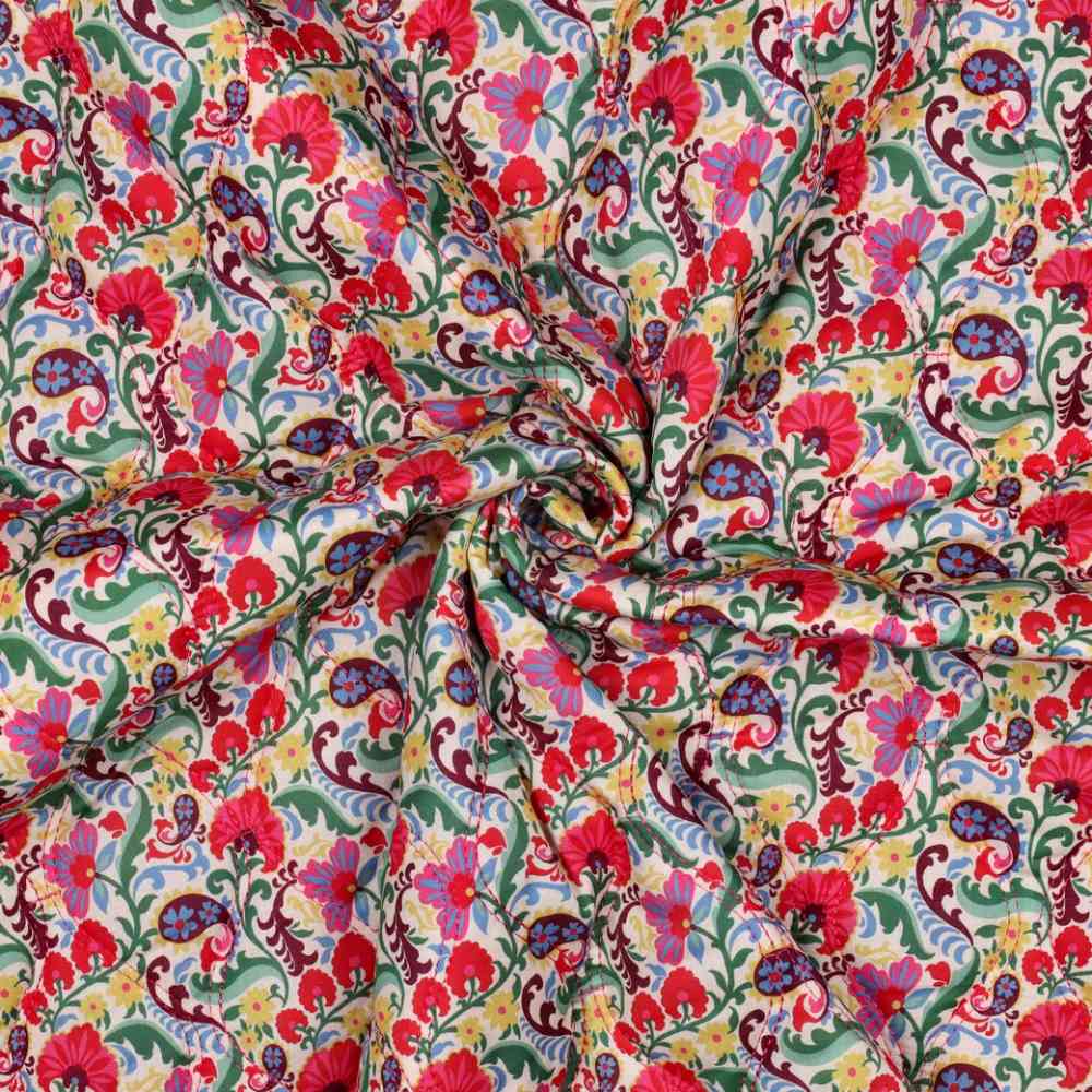 Quilt - farverige blomster på offwhite - Billede 3