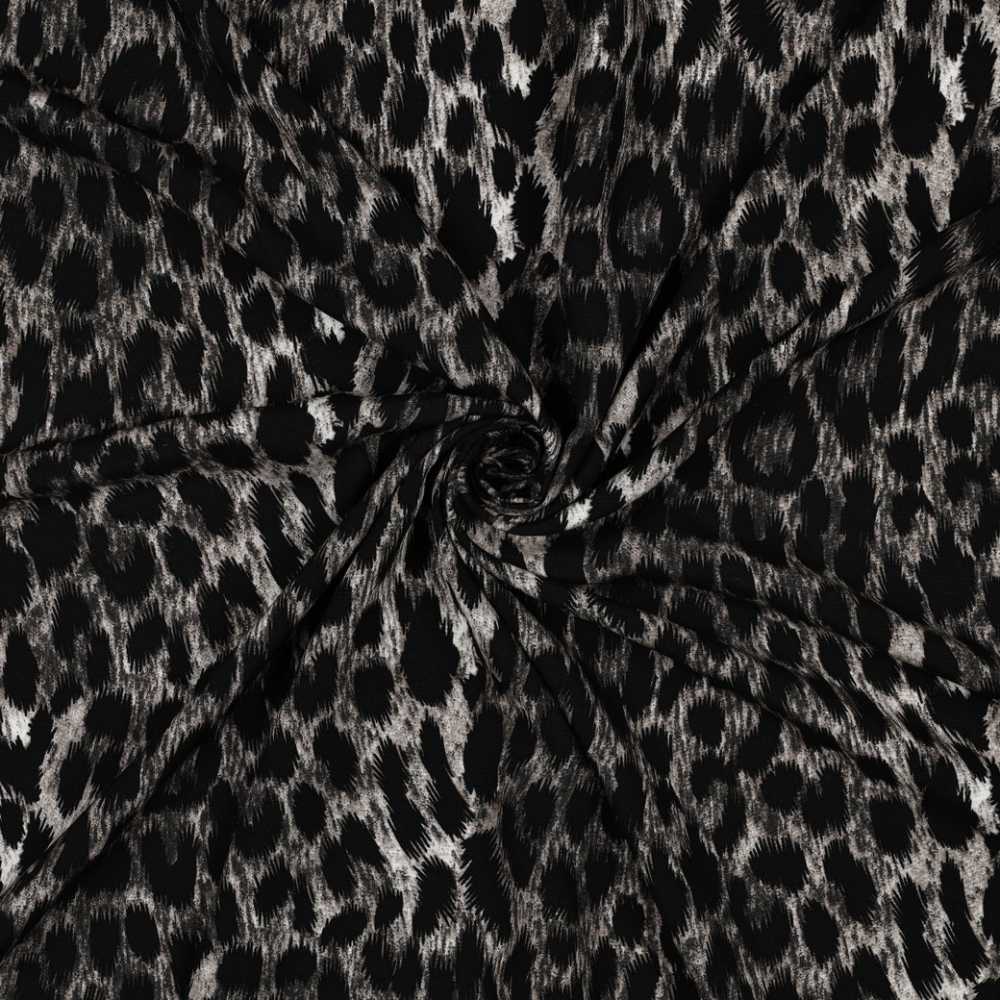 Viscose med gepard print i grå - Billede 2