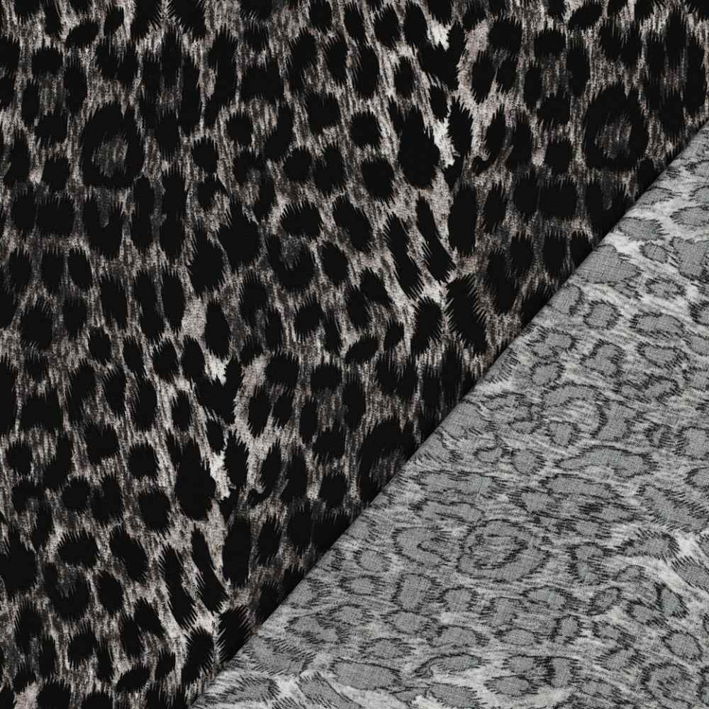 Viscose med gepard print i grå - Billede 5
