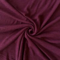 Bordeaux melange merinould silke jersey, blød 1x1 ribstrik