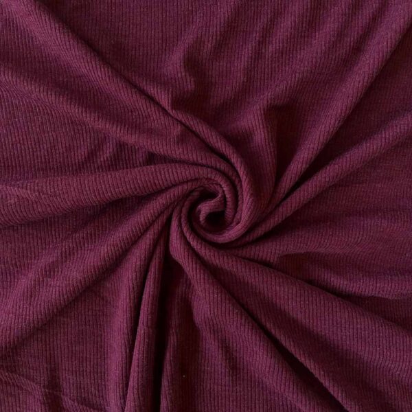 Bordeaux melange merinould silke jersey, blød 1x1 ribstrik