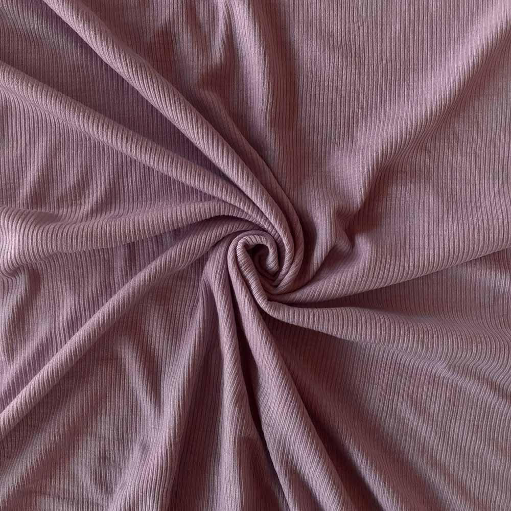 Lavendel merinould silke jersey, blød 1x1 ribstrik
